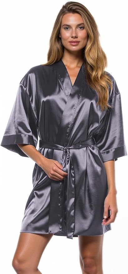Turquaz Women's Bride Bridesmaids Silky Robe Satin Kimono Robes for Women Lingerie