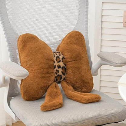 2Pack Soft Furry Bow Throw Pillows Cute Bowknot Plush Pillow Home Decor Stuffed Bow Lumbar Pillow for Bed Couch Living Room Decor (Brown)