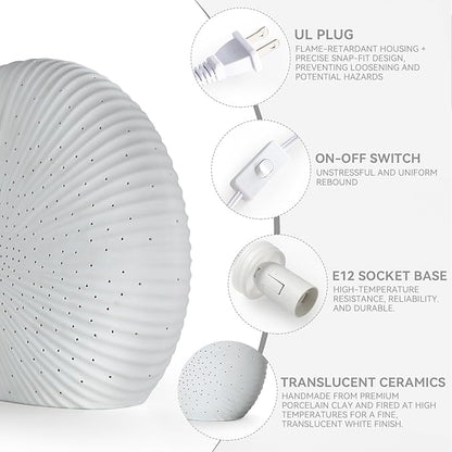 10.5"Modern Ceramic Table Lamp,White bedside table lamp, night Lamp,Decorative Lamp,Ambient lighting,Artistic lamp,Suitable for living room, bedroom, entrance, Kitchens, Corded, Bulb Included