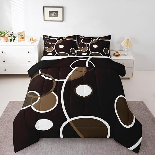 Erosebridal Aesthetic Modern Comforter Set King Abstract Artwork Bedding Set, Black Geometric Bedding Comforter Sets White Stripe Duvet Sets, Lightweight Soft Cozy Quilted Comforter with 2 Pillow Case