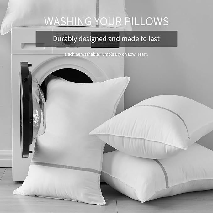 Bed Pillows Standard Size Set of 4, Firm Hotel Pillows for Sleeping, Cooling Pillows for Side & Back Sleepers, Down Alternative Filling, 20 x 26 Inches