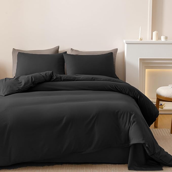 Luxlovery Black Comforter Set Twin Teen Kids Boys Solid Black Bedding Comforter Twin Size Dark Color Quilts Blanket Soft Breathable Lightweight Fluffy Comforter Set Twin Size