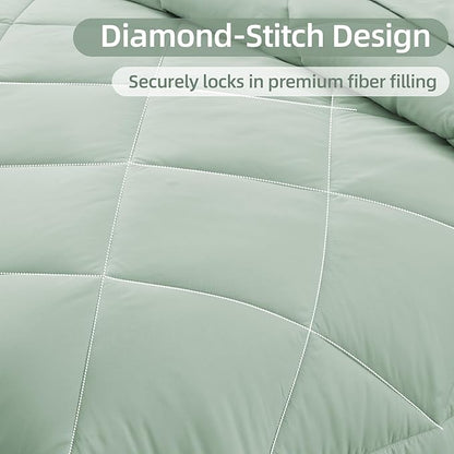 FUANNA 7 Pieces Full Size Comforter Sets, All Season Bedding Sets Full Size, Luxury Soft Bed in a Bag with Comforter, Flat Sheet, Fitted Sheet, Pillowcases & Pillow Shams, Sage Green