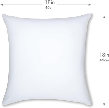 PILLOWY 18"x18" Throw Pillowcases (Cover Only) - 85/15 Nylon, Spandex - Luxurious, Silky, Stretchy & Soft - 1Pcs Solid Color - A Perfect Choice for Couch Chairs Sofa Bed Adult or Kids Bedroom, White