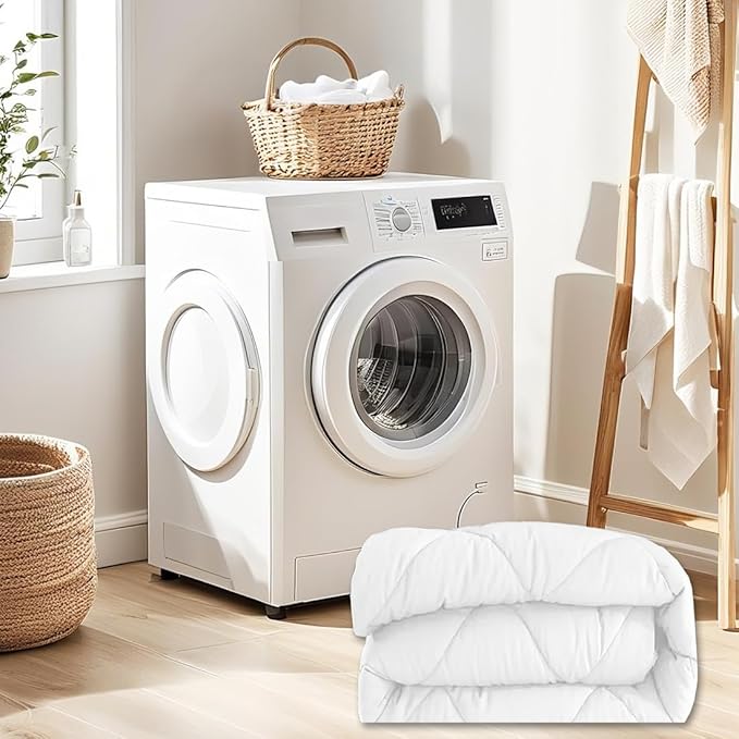 Twin Comforter Set White - 3 Pieces Luxury Soft and Lightweight Down Alternative Bedding Set Fluffy Blanket Quilt for All Season 1 Comforter(68"×86") & 1 Pillow Sham(20"×26")