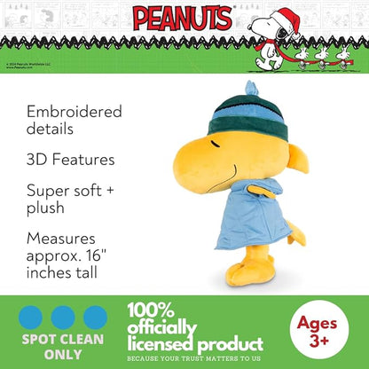 Peanuts Woodstock Winter Coat Holiday & Christmas Bedding Super Soft Plush Cuddle Pillow Buddy, (Officially Licensed Product) by Franco