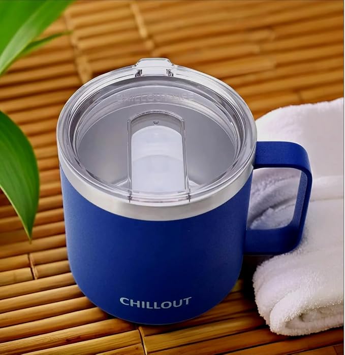 CHILLOUT LIFE 16 oz (Set of 2) Stainless Steel Vacuum Insulated Coffee Mug with Handle and Lid, Large Thermal Camping Coffee Mugs with Sliding Lid for Men & Women