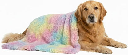 Pets Bed Blanket Dogs Reversible Soft Dog Throw Blankets Cats Mat Sleeper Fuzzy Pet Couch Covers Washable Cat Puppy Cover for Beds Sofa Travel Double Sided Furniture Protection (Colorful Pink,L)