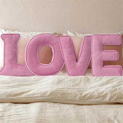 Pink Letter Plush Pillow, Letter Hugging Throw Pillows, Decorative Corduroy Initial Letter Shaped Throw Pillows, Letter Pillows English Alphabet A to Z for Sofa Bedroom Living Room Decor (U)