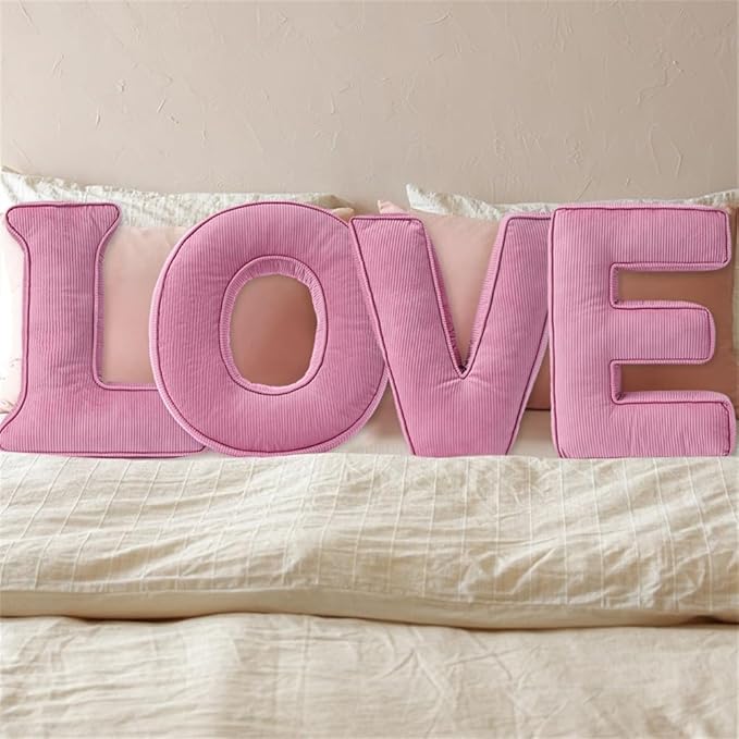 Pink Letter Plush Pillow, Letter Hugging Throw Pillows, Decorative Corduroy Initial Letter Shaped Throw Pillows, Letter Pillows English Alphabet A to Z for Sofa Bedroom Living Room Decor (Y)