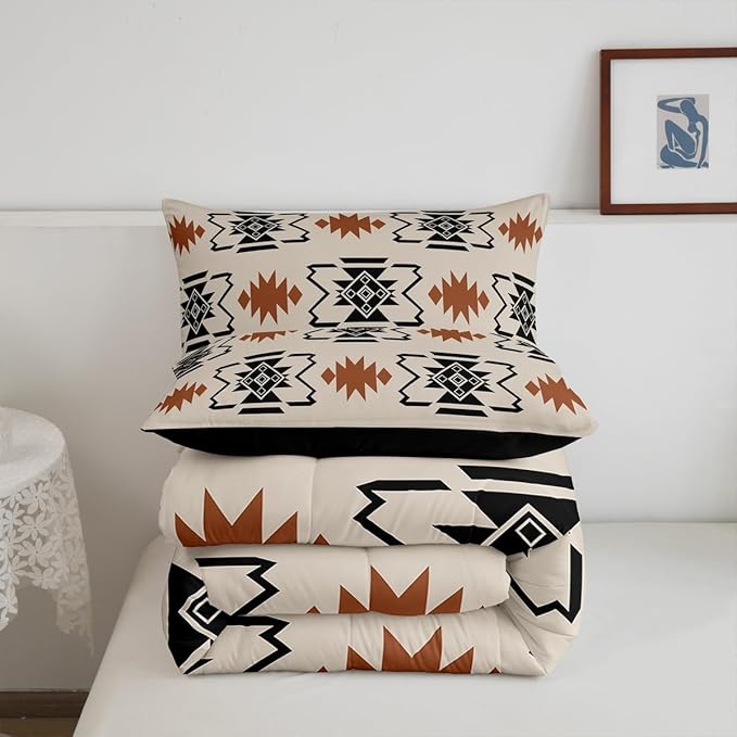 Erosebridal Western Comforter Set Toddler Boho Aztec Southwestern Bedding Sets Rustic Farmhouse Native Tribal Ethnic Quilt Set for Kids Boys Adult Men Vintage Geometric Duvet Country Room Decor
