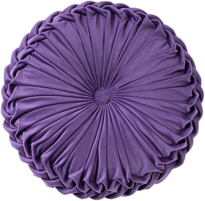 Baiyuruodie Round Velvet Pillow, Sofa Bed Bedroom Decorative Throw Pillow (38cm, Dark Purple)