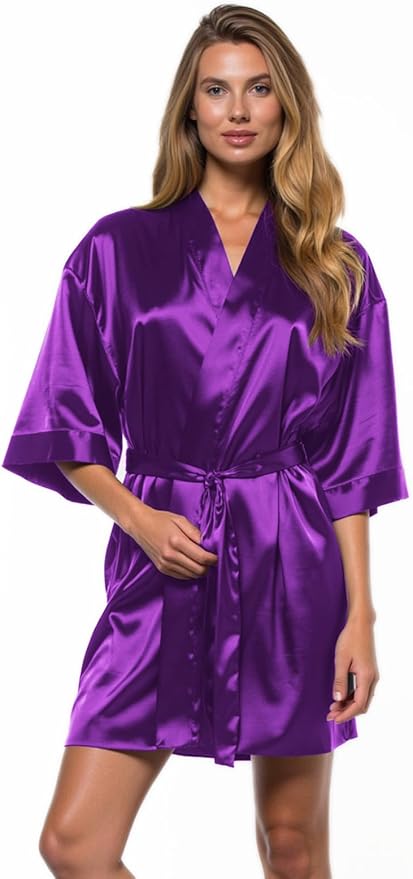 Turquaz Women's Bride Bridesmaids Silky Robe Satin Kimono Robes for Women Lingerie
