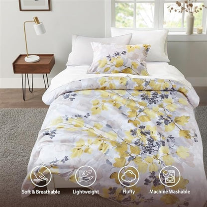 Twin XL Comforter Set Yellow Bed Set, 6 Pieces Cute Floral Bedding Set Ultra Soft Botanical Flowers Comforter, Sheets, Pillowcases & Sham