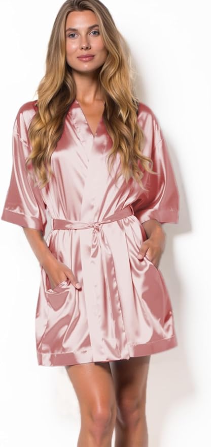 Turquaz Women's Bride Bridesmaids Silky Robe Satin Kimono Robes for Women Lingerie