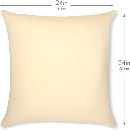 PILLOWY 24"x24" Throw Pillow - Off white- Creme: 1Pcs Luxurious Premium Microbead Pillow With 85/15 Nylon/Spandex Fabric. Forever Fluffy, Outstanding Beauty & Support. Silky, Soft & Beyond Comfortable