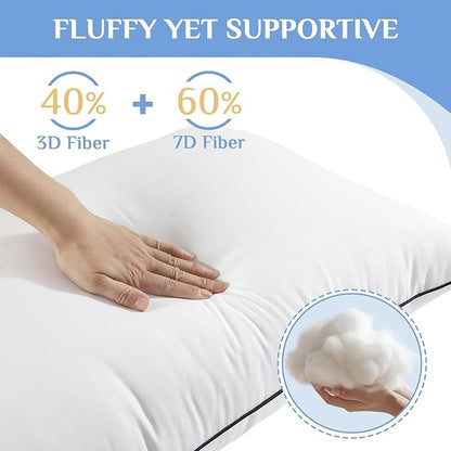 JOLLYVOGUE Standard Size Bed Pillow 1-Pack, Single Pillow for Sleeping, Breathable and Supportive with Down Alternative Fill, Hotel Collection Pillow for Side, Back, and Stomach Sleepers