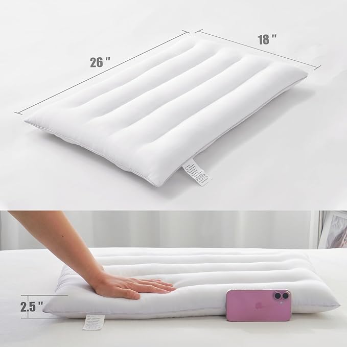 Thin Pillow for Stomach and Back Sleeper Low Pillow Flat Bed Pillow Flat Design Pillows Ultra Slim 2.5 Inches Deeper Sleep (Pack of 1)