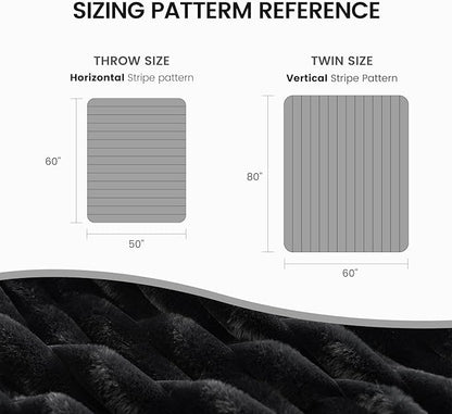 Cozy Bliss Faux Fur Throw Blanket for Couch, Cozy Warm Plush Striped Blanket for Sofa Bedroom Living Room,60 * 80 Inches Black