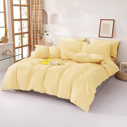 ETDIFFE Twin/Twin XL Size Yellow Comforter Set, 2 Piece Farmhouse Gingham Grid Bed Set - Soft and Lightweight Buffalo Checkered Plaid Down Alternative Microfiber Comforter for Girls Kids, 68x90