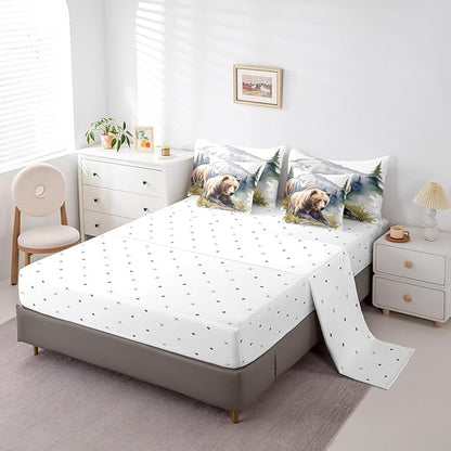 Erosebridal Brown Bear Full Comforter Set for Boys Rustic Wildlife Theme Bedding Bed in A Bag, Farmhouse Cabin Decor Bed Set Bedroom Decor 7 Pieces for Kids Teens Youth