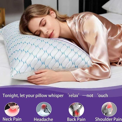 Memory Foam Pillows Standard Size Set of 2, Adjustable Cooling Firm Pillow for Side Back Stomach Sleepers with Washable Removable Cover