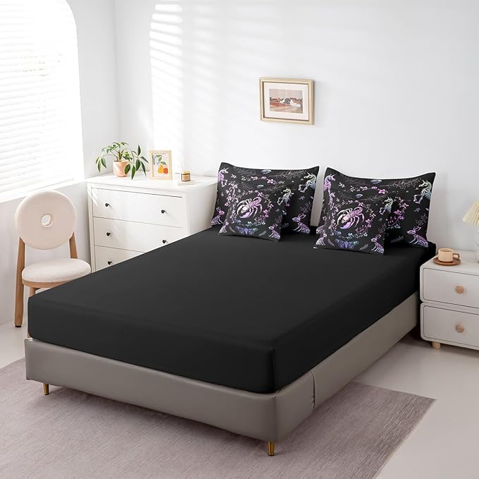 7 Pieces Scorpion Skull Comforter Set Queen,Bohemian Flowers Leaves Bedding Set for Kids Teens Adults,Butterfly Animals Skeleton(Comforter+Fitted+Flat Sheet+2 Pillowcases+2 Throw Pillow Covers)