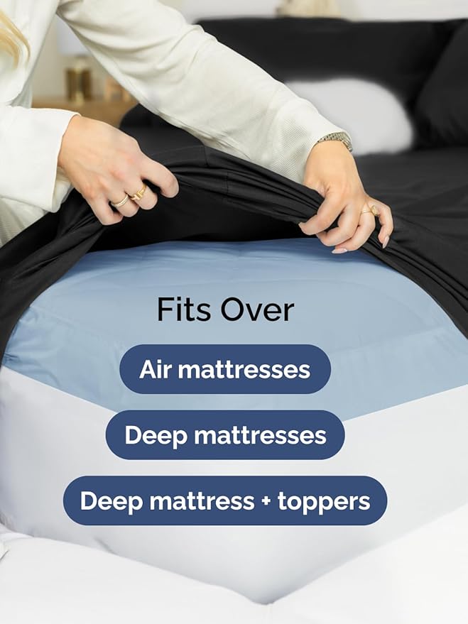 Extra Deep King Sheet Set - 6 Piece Breathable and Cooling Sheets - Hotel Luxury Bedding for Women, Men, Kids & Teens - Easy & Secure Fit - Soft, Wrinkle Free and Comfy - Extra Deep Pockets - Black