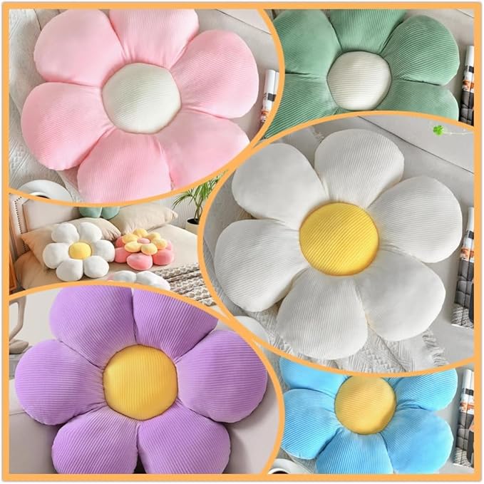 Flower Pillow, Blue Throw Pillows Cute Daisy Decorative Pillow Cushion Seating Home Decorative for Bed, Sofa, Couch