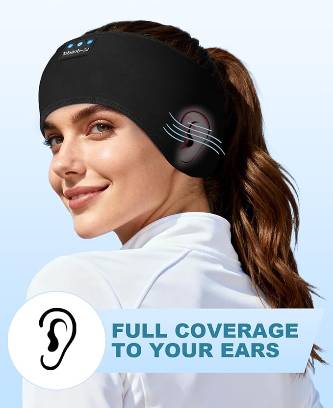 LC-dolida 2-Pack Sleep Headphones Ear Warmer Headband Bluetooth 5.4, Ear Warmers Muffs Cold Weather Winter Headband Ear Covers for Gift Workout Ski Running Cycling