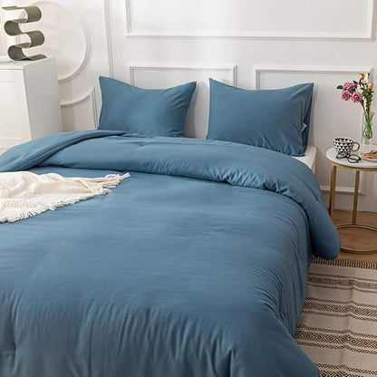 Luxlovery Lake Blue Comforter Set Queen Women Men Bedding Comforter Sets Haze Blue Quilt Blanket Comfy Soft Lightweight Bedding Set for Adults Teens