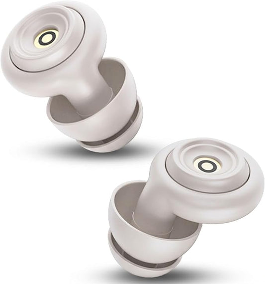 Noise Reducing Earplugs for Sleep, Swimming, Travel, Concerts, Focus and Work, 50dB Noise Reduction Washable Silicone Ear Plugs with Filter Tech, 5 Pairs of Ear Tips & Carrying Case(Beige)