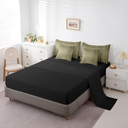 Comforter Set Full Size, Olive Aztec Damask 7 Pcs Bedding for Kids and Adults, Victorian Decor Western Baroque Goth Bed Sheet Sets with Fitted Sheet 2 Pillowcases & 2 Shams for Bedroom Bed Decor