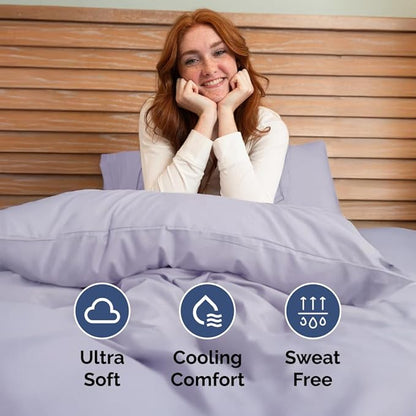 Full XL Size 4 Piece Sheet Set - Comfy Breathable & Cooling Bed Sheets Set - Hotel Luxury Bedding for Women, Men, Kids, Teens, Boys & Girls - Deep Pockets & Wrinkle Free - Oeko-Tex - Light Lavender