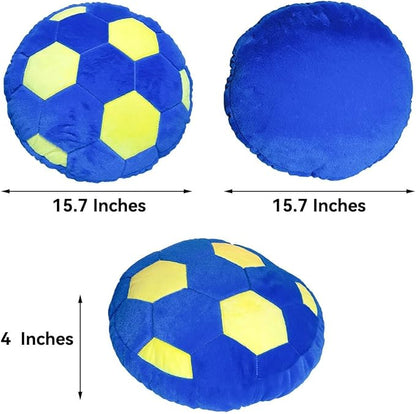 Dark Blue Fluffy Soccer Ball Pillow, 15.7 Inches Soft Decorative Throw Pillow for Bedroom Decorations Perfect for Soccer Themed Room Decor Valentines Day Gifts