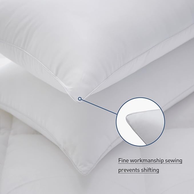 Acanva Bed Pillows 2 Pack Hotel Collection Luxury Soft Inserts for Sleeping-Breathable and Comfortable for Stomach Back Sleepers, King Size (Pack of 2), White