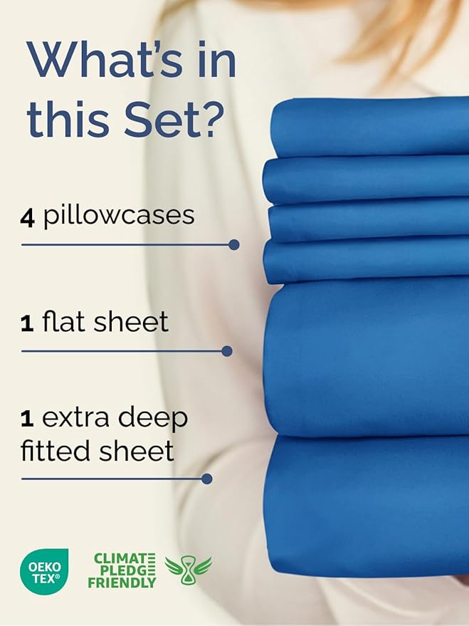 Extra Deep King Sheet Set - 6 Piece Breathable and Cooling Sheets - Hotel Luxury Bedding for Women, Men, Kids & Teens - Easy & Secure Fit - Soft, Wrinkle Free & Comfy - Extra Deep Pockets - Royal Blue
