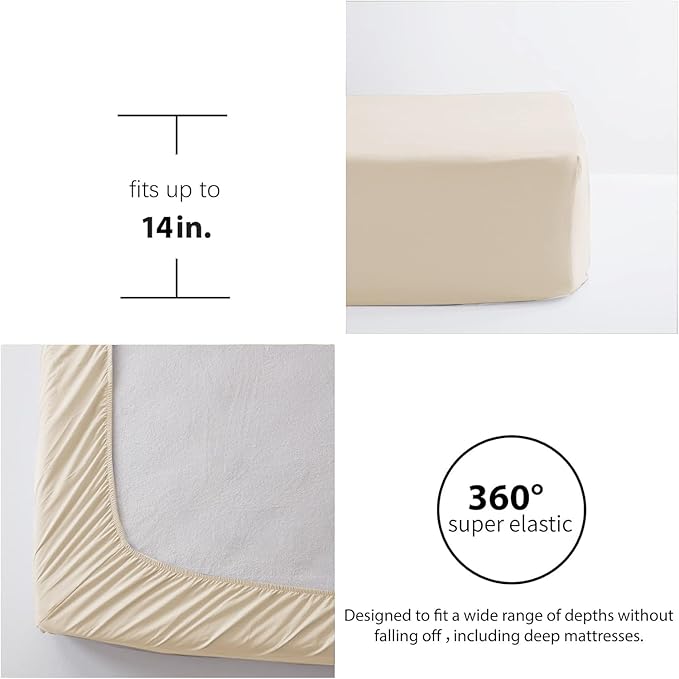 Zzlpp King Comforter Set 7 Pieces, Beige Seersucker Bed in a Bag with Comforter and Sheets, All Season Bedding Sets with 1 Comforter, 2 Pillow Shams, 2 Pillowcases, 1 Flat Sheet