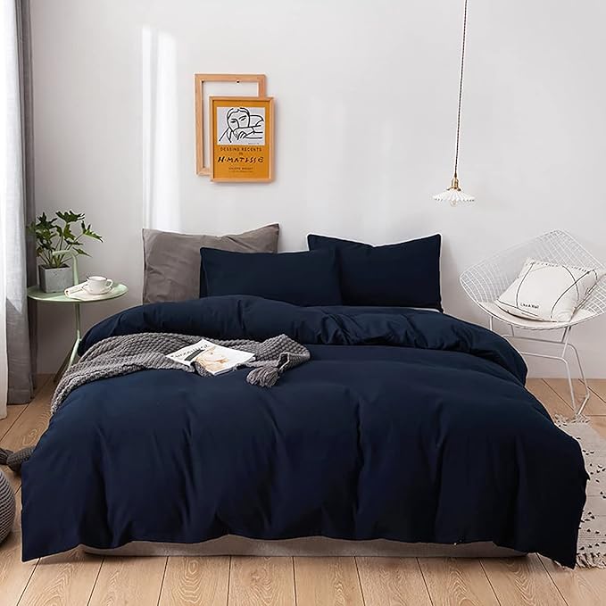 KAREVER Solid Navy Comforter Twin Navy Blue Bedding Set Kids Soft Bedding Quilt Set Teens Breathable Durable Blanket