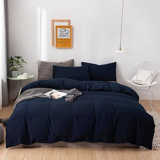 KAREVER Solid Navy Comforter Set Cal King Navy Blue Bedding Set Women Soft Bedding Quilt Men Breathable Durable Blanket