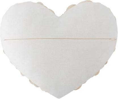 JWH Valentine's Day Throw Pillow Covers Decorative Flower Accent Pillow Cases Heart Shaped Cushion for Couch Living Room Bed Chair 14 x 16 Inches Creamy White