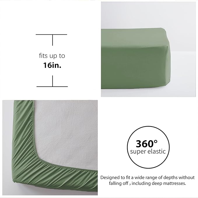 Zzlpp Twin Comforter Set - 5 Pieces, Sage Green Seersucker Bed in a Bag with Comforter, Pillow Sham, Pillowcase, Flat Sheet, Fitted Sheet