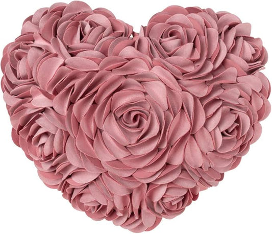 JWH Valentine's Day Throw Pillow Covers Decorative Flower Accent Pillow Cases Heart Shaped Cushion for Couch Living Room Bed Chair 14 x 16 Inches Dusty Pink