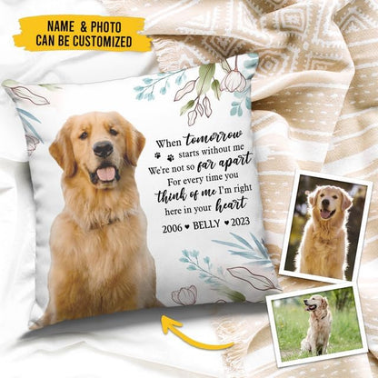 Pawfect House Personalized Dog Memorial Throw Pillows with Photo (Insert Included), I'm Right Here in Your Heart, Loss of Dog Sympathy Gift, Cat Memorial Gifts for Loss of Cat, Pet Loss Gifts