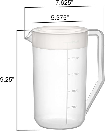 Amazing Abby - Kitchen Party - 2-Quart Plastic Pitcher (1-Pack), Unbreakable Water Pitcher with Lid, BPA-Free, Heat-Resistant, Dishwasher-Safe, Great for Both Iced and Hot Drinks, Indoors and Outdoors