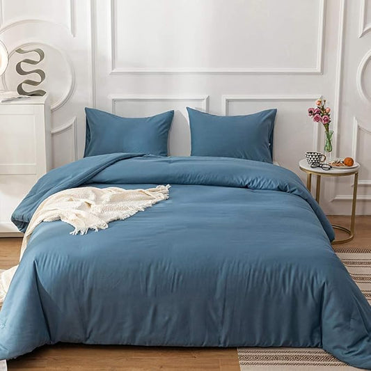 CLOTHKNOW Blue California King Comforter Set Lake Blue Bedding Comforter Sets Soft All Season Women Men Comforter with 2 x Pillow Cases