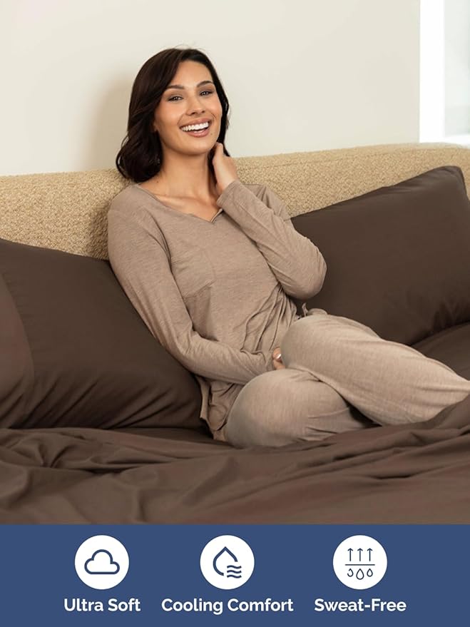 Extra Deep Twin Sheet Set - 4 Piece Breathable and Cooling Sheets - Hotel Luxury Bedding for Women, Men, Kids & Teens - Easy & Secure Fit - Soft, Wrinkle Free and Comfy - Extra Deep Pockets - Brown