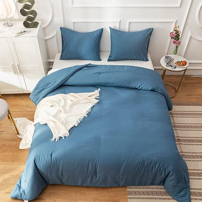 Cottonight Blue Comforter Sets King Lake Blue Bedding Set Haze Blue Blanket Quilt Stylish Modern Breathable Soft King Bedding Comforter Sets for Women Men King Bed