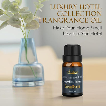 Hotel Diffuser Oil 20ml – Inspired by Iconic Luxury Hotel Ocean Breeze Edition Scent, OliveTech Aromatherapy Fragrance Oil for Cold Air & Ultrasonic Diffusers, Glass Bottle (0.68 fl oz)
