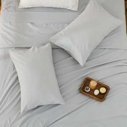 Bedlifes 100% French Linen Sheets California King Size 18-24" Extra Deep Pocket 4-Piece Set Breathable & Moisture-Wicking,Soft & Durable Sheets for Thick Mattresses(Grey)